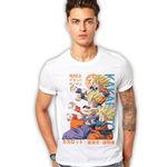 WAYUP Anime T Shirt for Men and Women Regular fit Dragon Ball Z T Shirts Round Neck Goku 3 Tshirt White Half Sleeves