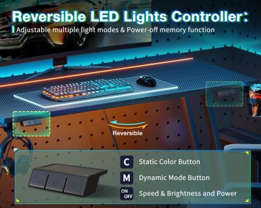 ODK Gaming Desk 80cm – LED Lights, Black