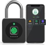 Pothunder Fingerprint Padlock, Fingerprint Lock with APP, Padlock with Keyless Biometric, Smart Padlock Waterproof Suitable for Gym, Locker, Gates, Fence and Storage, YL-P6BF