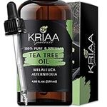 KRIAA Goodness Tea Tree Essential Oil 120 ml with Glass Dropper - 100% Pure & Undiluted, Ideal for Aromatherapy, DIY, Relaxation & Mood Upliftment, Natural Scent, Multipurpose & Cost-Effective