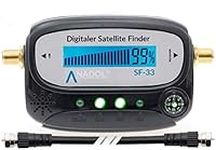 Anadol SF33 Black LCD Digital Satfinder, Satellite Finder, Satellite Meter, Adjustment of Antennas & Flat Antennas - with Light Indicator, Beep Sound, Connection Cable + German Instruction Manual