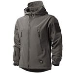 MakingDa Mens Waterproof Jackets Winter Smart Casual Hooded Coat Softshell Fleece Lined Multi Zipper Pockets Hunting Sweatshirt Fishing Skiing Camping Traveling Climbing Cardigan（Grey，XL）