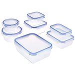 Amazon Brand - Solimo Rectangular Glass Storage Container Set, Set of 7, Transparent