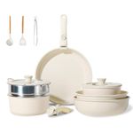 JEETEE Pots and Pan Set Nonstick 24pcs, Cookware Set with Detachable Handle, Kitchen Induction Cookware Set Non Stick with Removable Handle, RV Camping Pots and Pans, Oven Safe, PFOA Free, Beige