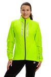 Time To Run Women's Pace Running Jacket - Lightweight Windproof Reflective Trim & Two Pockets Size 12 Lime