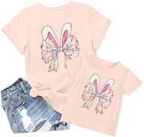 Mommy and Me Easter Outfits Mama and Me Bunny Matching Shirts Coquette Bow Bunny Ears Tee Matching Family Easter Outfits Pink Orange
