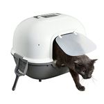 Iris Ohyama, Litter Box, Tray for Cat, Plastic (PP) BPA-Free, Scoop, WNT-510, Hooded / Wide, Grey