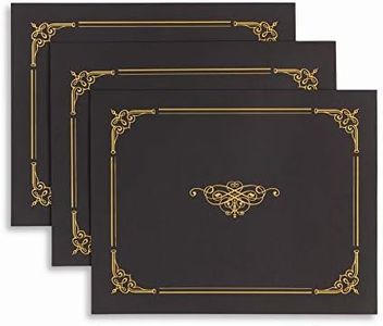 Blue Summit Supplies 25 Black Certificate Holders, Document Covers, Black Award Certificate Holder with Elegant Gold Foil Design, Black Linen Cardstock Paper, Letter Size, 25 Pack