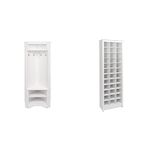 Prepac White Corner Hall Tree | Shoe Storage Cabinet (36 Pairs)