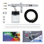 Master Airbrush® Brand S622-SET Master S62 All-Purpose Precision Dual-Action Siphon Feed Airbrush Pro Set with 3 Nozzle Sets, With a (FREE) 6' Airbrush Hose & Now a (FREE) How to Airbrush Training Book to Get You Started, Published Exclusively By TCP Glob