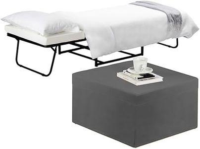 Folding Guest Bed Ottoman Sofa w Slip Cover (London Grey)