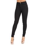 Toxik3 L185 Women's High Waisted Skinny Jeans, Black (UK 14)