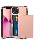 ACOCOBUY for iPhone 13/iPhone 14 Case Shockproof Wallet Case for iPhone 13 Case with Card Holder Protective Dual Layer Armor Phone Case Rubber Bumper Phone Cover for iPhone 13 Phone Case Rose Gold