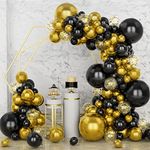 Black Gold Balloons Arch Garland Kit, 124Pcs Black Glod Balloons Garland Set, DIY Metallic Balloon with Confetti Balloons Kit for Men Boy Women Birthday Party Wedding Graduation Anniversary Decoration