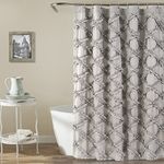 Lush Decor Ruffle Diamond Shower Curtain Cartain, 72" x 72", Gray