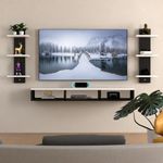 Snq Tv Unit, Tv Unit For Living Room/Wall Mounted Tv Unit, Tv Cabinet, Tv Unit, Tv Cabinet For Living Room, Tv Stand, Tv Unit For Bedroom, Set Top Box Stand (Black & White) - Engineered Wood