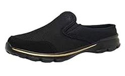 ChayChax Womens Mens Slip-on Mules House Slippers Shoes Comfortable Casual Indoor Outdoor Slippers Clogs Non Slip, Black A, 9.5 UK