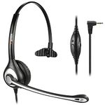 Wantek 601F Headset with Noise Cancelling Mic and 2.5mm Plug for Landline Phones Call Center Office Home and Telephone Meetings