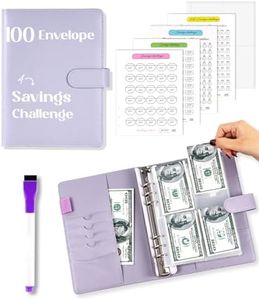 FLYING EAGLE 100 Envelopes Money Saving Challenge, Savings Budget Binder with Cash Envelopes Easy and Fun Way to Save $5050 with Envelopes & Challenge Tracker, Money Saving Binder 100 Pocket, Purple