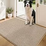 COSY HOMEER Nonslip Door Mats Indoor, 80 x 120cm Washable Dirt Trapper Welcome Front Doormat for Entryway Room Hallway, Absorbent Indoor Floor Mat for Muddy Shoes & Pets and Dogs, Beige