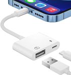 iPhone to USB Camera Adapter, USB OTG Adapter with Fast Charging Port Compatible with Card Reader/USB Flash Drive/Keyboard/Mouse Plug and Play for iPhone14 13 12 11 XS XR X 8 7 iPad