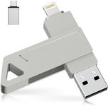 Apple MFi Certified iPhone Flash Drive,iPhone Photo Storage 512GB USB 3.0 Memory Stick,3 in-1 Photo Stick for iPhone Thumb Drive External Storage Compatible for iPhone/PC/iPad/More Device Silver