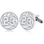 Custom4U Mens Cufflinks with Custom Silver Color Volleyball Cufflink for Sport Fan