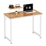 SDHYL Computer Desk, 40 Inch Modern Desk with Storage Shelves, Simple Student Study Desk, Home Office Table Computer Workstation for Small Space, Oak