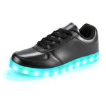 Padgene Women's Men's LED s Up Shoes Luminous Flashing Trainers USB Charging Lace Up Couples Shoes-Best Gift, Black, 9.5 UK