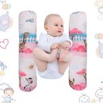 HUG PUPPY Soft Cotton Infant Toddler Baby Anti Roll Big Bolster Pillows, Anti Rolling Sleep Positioned Pillow,Support for Baby's Body,Secure Position Safe Sleep for Toddler 0-6 Months (Pink&White)