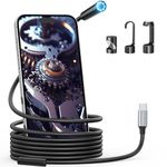 Teslong Endoscope Inspection Camera, USB-C Inspection Camera with 8 LED Lights, Flexible Waterproof Borescope Camera, Fiber Optic Cam Compatible with iPhone 15, Android Phone (10FT/3M)