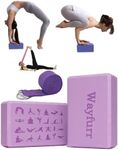 Wayfurr Yoga Blocks Set of 2 with Strap - High-Density Non-Slip Foam Blocks for Women, Bloc Yoga, Bloc de Yoga - Ideal for Yoga, Pilates, Fitness and Stretching 9“x6”x3“ (purple, 9" x 6" x 3")