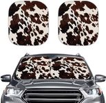 Coldinair Brown Cow Windshield Sun Shade for SUV Truck Van Sedans Car Sunshade Front Window Auto Sun Visor Automotive Car Interior Accessories Sun Protection, Cowhide Windshield Cover Sun Shade