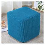 AQIGR Square Ottoman Slipcover Footstool Protector Covers Stool Ottoman Covers Stretch with Elastic Bottom, Feature Textured Checked Fabric Machine Washable (Color : #8, Size : 40X40CM)