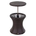 Outsunny Rattan Ice Bucket Table Beer Cooler For Outdoor Patio Party Bar Garden Brown