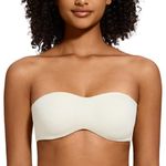 MELENECA Women's Strapless Bra for Large Bust Minimizer Unlined Bandeau with Underwire Off White 36G