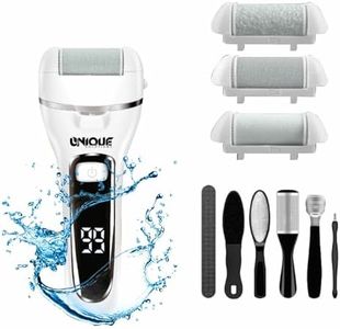 Unique Solutions Hard Skin Remover Foot Callus Remover Kit, Rechargeable, Portable Electronic Foot File Pedicure Tools, 3 Grinding Heads,Waterproof Foot Scrubber File
