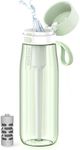 Philips GoZero Everyday Filtered Water Bottle with Philips Everyday Water Filter, BPA-Free Tritan Plastic, Purify Tap Water Into Healthy Drinking Tasting Water, 22 oz, Green