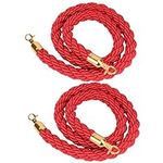 Belle Vous 2 Pack of Red Twisted Queue Barrier Rope - L1.5m/4.9ft - Polished Gold Snap Hooks for Ball Top Stanchion Post Hanging - Thick Queue Line Divider & Crowd Control Barrier - 30mm Thick