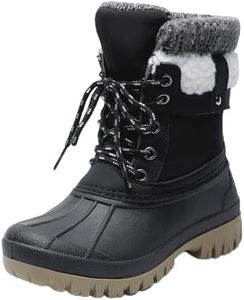 festooning Boys' Winter Snow Boots Waterproof - Warm Anti-Slip Kids' Boots Black Little Kid 12