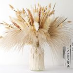 Dried Pampas Grass Decor - 120 Pcs Dried Flowers for Vase Pompas Grass Fall Decor, 17" Natural Dried Pampas Grass Bouquet Boho Flowers Reed Pampass Grass, Fluffy Pampas Grass for Wedding Boho Decor