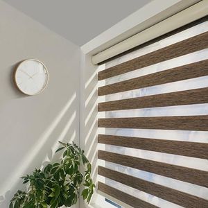 ShadesU Cordless Zebra Blinds – Light Filtering Dual-Layer Window Shades for Privacy Brown Color Maximum Height 72" Width 90"
