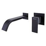 RBROHANT Wall Mount Bathroom Faucet, Vanity Vessel Sink Faucets, Solid Brass Bathtub Mixer Taps with Spout and Rough in Valve Included (Matte Black)