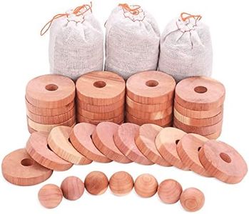 Homode Cedar Chips and Balls, Fresh Cedar Wood Rings and Cedar Sachets Bags for Clothes Shoes Storage, Ideal for Closets and Drawers, 40 Pack
