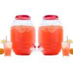 Gallon Jug - Aguas Frescas Vitrolero Plastic Water Container - Large Beverage Dispenser Ideal for Agua fresca and Juice - Drink Jar Containers (5 Gallon(Set of 2), Red Spout)…