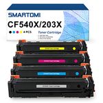 SMARTOMI 203X CF540X High Yield Toner Cartridges Compatible for HP CF540X CF541X CF542X CF543X HP 203X for used with HP Color LaserJet Pro M254 M254dw 254nw MFP M281cdw 281fdn 281fdw 280nw Printers