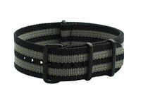 HNS Watch Strap -Choice of Color & Width (18mm,20mm, 22mm,24mm) - Ballistic Nylon NATO RAF Mod G10 Strap (20mm, Grey Stripe PVD)