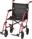 Nova Medical Products 18" Lightweight Transport Wheelchair, Red