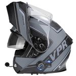 ViPER RSV191 Flip up Motorcycle Helmet with Blinc Bluetooth - Modular Double Visor Motorbike Helmets - Microphone Dual Speaker for Hands & Noise Free Automatic Answering ECE/ACU Gold Approved (Raze Gr