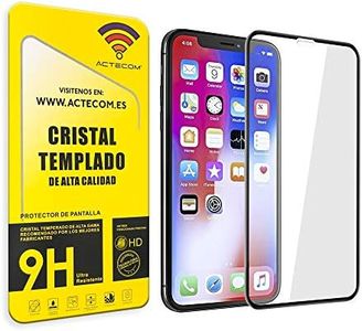 actecom® Protector Pantalla Completa 3D 5D Negro Cristal Templado Compatible iPhone XR